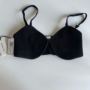 Babaton Black Ribbed Bralette small new with tags